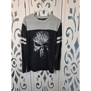 Marvel Punisher Skull Long Sleeve Shirt Medium Black Gray Graphic Tee
